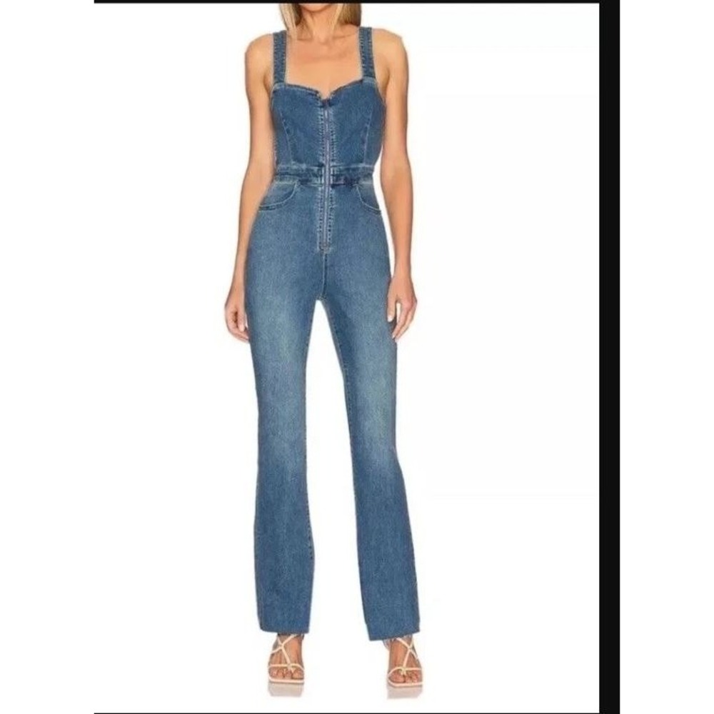 #2199 Free People We the Free NWT CRVY Denim Zip Front Jumpsuit Size Large